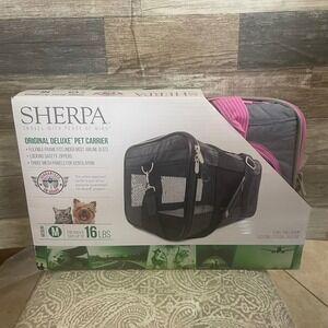 Sherpa Original Deluxe Pet Carrier Medium Gray Pink Airline Approve Dog Cat 16lb